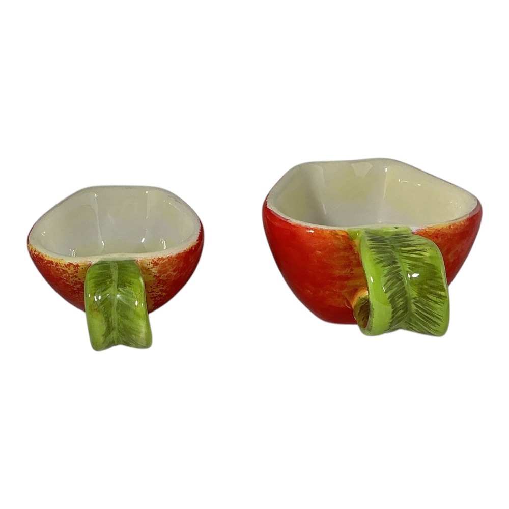 Red Apple Ceramic Measuring Cups Set of 4 Hanging Nesting Kitchen Decor - Picture 10 of 13